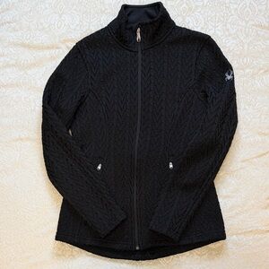 Spyder Women's Black Cable Knit Full Zip Jacket - Size Small